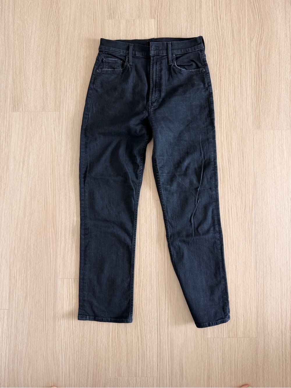 MOTHER High Waisted Rider Ankle Jeans in Not Guilty (Black)